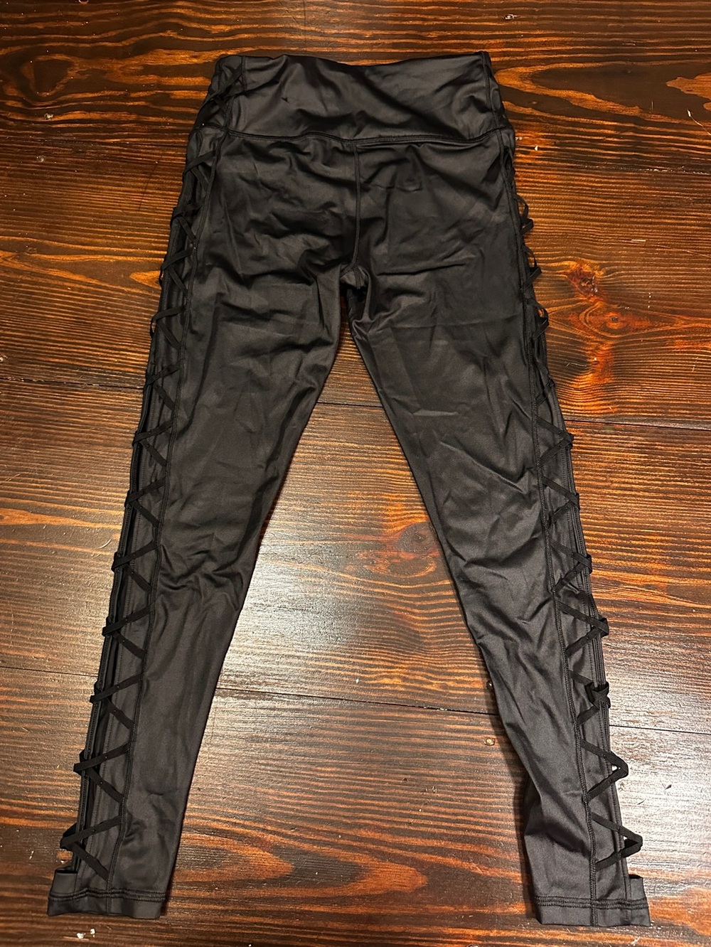 Victoria's Secret Black Lace-Up Side Leggings